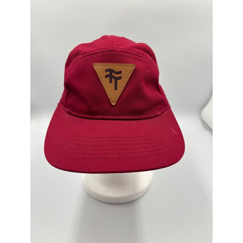 Two Tides Brewing Co 5 Panel Camper Hat Burgundy Red Cotton Strapback Cap